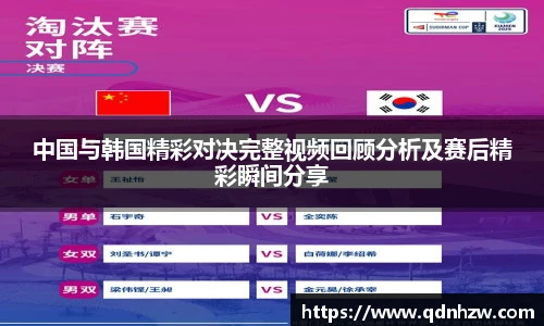 中国与韩国精彩对决完整视频回顾分析及赛后精彩瞬间分享